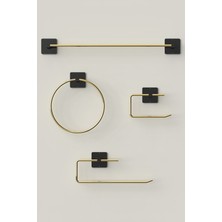 Özbience Yüksek Kaliteli 4'lü Gold Havluluk ve Sabunluk Banyo Seti