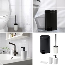 Özbience 5'li Banyo Seti Beyaz Galvaniz Çelik ve Plastik, Şık ve Fonksiyonel