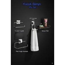 Özbience 4'lü Krom Banyo Seti Çeyizlik, Raf, Rulo Kağıt, Havlu Askısı
