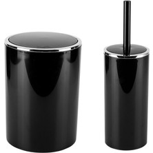 Özbience Şık Siyah Çöp Kutusu ve Tuvalet Fırçası Seti, Temizlik Için Ideal