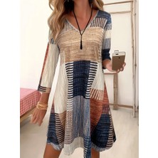 Moderie Butik Kadın Uzun Kollu V Yaka Süprem Mini Elbise