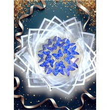 Exzone Kadınlar Günü Hediye LED Işıklı Mavi Kelebek Buketi Hediye Yapay Çiçek Solmayan