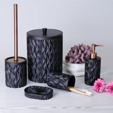 Özbience Şık 5 Parça Polyester Banyo Takımı Seti Siyah