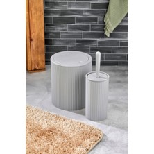 Özbience Banyo Seti 2 Parça Yuvarlak, Çöp Kovası ve Wc Fırçası Kombini