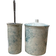 Özbience Violet Seramik Banyo Seti, Mavi ve Şeffaf, Şık ve Modern Tasarım