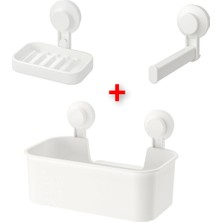 Özbience Pratik 3 Parça Banyo Seti: Duş Sepeti, Sabunluk ve Tuvalet Kağıtlığı