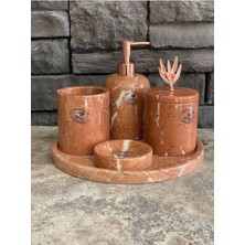 Özbience Gül Pembesi Mermer Banyo Takımı 5'li Özel Seri, Şıklık ve Zarafet