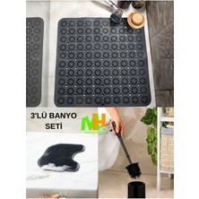 Özbience 3'lü Banyo Seti: Masajlı Silikon Paspas, Tuvalet Fırçası ve Daha Fazlası