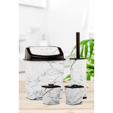 Özbience Banyo 3'lü Set: Çöp Kovası, Tuvalet Fırçası, Sabunluk ve Diş Fırçalık