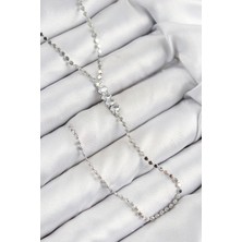 Dktt Pirinç Zirkon Taşlı Ezme Zincirli Model Gümüş Renk Y Kolye - TJ-BKO10464