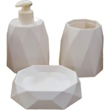 Özbience Şık ve Kullanışlı 3 Parça Banyo Seti, Bej Renk, Kolay Temizlik