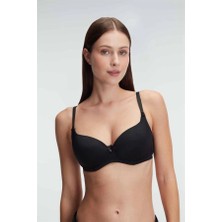 Amora Secret Özel Tasarım  Sıyah Balenlı Desteksız Dolgusuz Askıları Çıkabılen Günlük Klasık T-Shırt Sütyenı