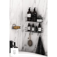 Özbience Pratik 3'lü Banyo Seti, Raf ve Sabunluk, Temizlik ve Düzen Için Ideal