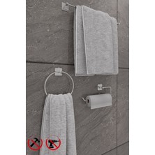 Özbience Prizmatik Krom Banyo Seti, 3'lü Yapışkanlı Aksesuarlar, Şık ve Fonksiyonel