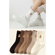 Bgk 6 Çift Teddy Desenli Kadın Çorap