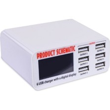 6 Port USB Şarj Cihazı, Güç ve Akım Ölçer, Hızlı ve Güvenilir Şarj