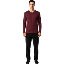 D'S Damat Ds Damat Maschio Pamuk V Yaka Pijama Takımı Bordo