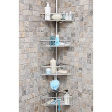 Özbience Pratik ve Şık Paslanmaz Alüminyum Köşe Rafı, Yaylı ve Dayanıklı Tasarım