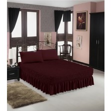 KUTLALE Bürümcük Çift Kişilik Lastikli Çarşaf, Etekli, Esnek Kumaş, Yatak Örtüsü (1 Adet)