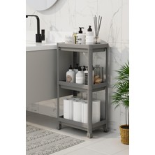 Özbience Çok Katlı Tekerlekli Banyo Rafı, Düzenleyici, Gri