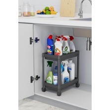 Özbience Çift Katlı Tekerlekli Banyo ve Mutfak Düzenleyici Rafı