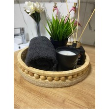 Özbience Hasır Ahşap Banyo Düzenleyici Sepet, Çap 27 Cm, Şık ve Pratik Organize