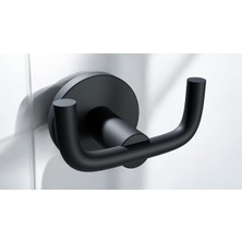 Özbience Paslanmaz Duvara Monte Bornoz Askılığı, Siyah, 2'li Set