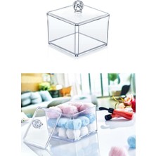 Özbience Şeffaf Kare Pamukluk ve Kulak Çubuğu Saklama Kutusu