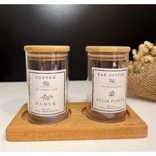 Özbience Ahşap Standlı 2'li Kulak Çubuk ve Pamuk Kavanozu Seti