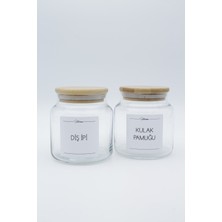 Özbience Bambu Kapaklı Kulak Pamuğu ve Diş Ipi Kavanozu 500ML, Doğal Bakım Seti