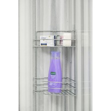 Özbience 2 Katlı Paslanmaz Krom Şampuanlık, Banyo Köşeliği, Yapışkanlı Düzenleyici