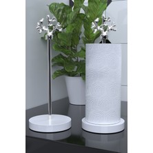 Özbience Beyaz Granit ve Mermer Görünümlü Yuvarlak Peçetelik ve Havluluk Seti