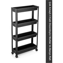 Özbience Çok Amaçlı 4 Katlı Tekerlekli Mutfak ve Banyo Rafı