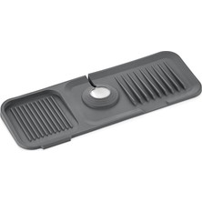 Özbience Elastik Silikon Musluk Matı, Tezgah Su Akıtma, Organizer, Gri