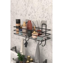 Özbience Metal Siyah Yapışkanlı Banyo Rafı, Şampuanlık ve Organizer MT119
