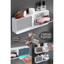 Özbience Iki Bölmeli Su Tutmaz Katı Sabunluk, Güçlü Yapışkanlı, Kapaklı Duvara Monte