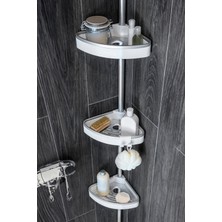 Özbience Banyo Köşe Rafı, Paslanmaz Aluminyum, Beyaz, Hafif ve Dayanıklı