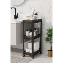 Özbience 3 Katlı Tekerlekli Çok Amaçlı Banyo ve Mutfak Rafı Siyah
