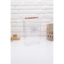 Özbience Vakumlu Ahşap Kulplu Şeffaf Bebek Deterjanı Kavanozu 2000 ml