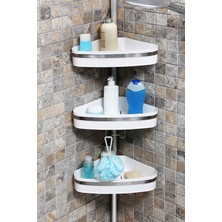 Özbience Banyo Köşe Rafı, Paslanmaz Aluminyum, Beyaz, Hafif ve Dayanaklı Tasarım