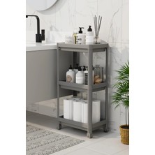 Özbience 3 Katlı Beyaz Banyo Raf Ünitesi, Şampuanlık ve Havluluk, Gri Detay