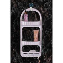 Özbience Beyaz 3 Raflı Yapışkanlı Banyo Şampuanlık, Şık ve Kullanışlı Düzenleyici