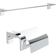 Özbience Premium Uzun Havluluk ve Kapaklı Kağıtlık Seti, Şık Banyo Dekoru