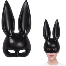 Butik Siyah Renk Ekstra Lüks Uzun Tavşan Maskesi 35X16 cm