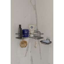 Özbience Şık ve Pratik Tek Katlı Kendiliğinden Kancalı Banyo Rafı ve Sabunluk