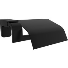 Özbience Şık Siyah Paslanmaz Duvara Monte Kapaklı Kağıtlık, Banyo ve Tuvalet Için