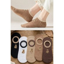 Bgk 5 Çift Teddy Desenli Görünmez Kadın Çorap