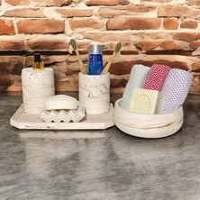 Özbience Şık Mermer Esintili Rustik Beton Banyo Seti (5 Parça)