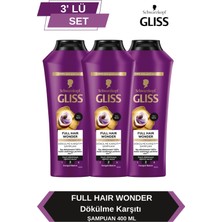 Gliss Full Hair Wonder Dökülme Karşıtı Dengeleyici Şampuan 400 ml x 3 Adet Antialerjik İçerik