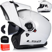 Ls2 Strobe 2 Beyaz Çene Açılır Motosiklet Kaskı